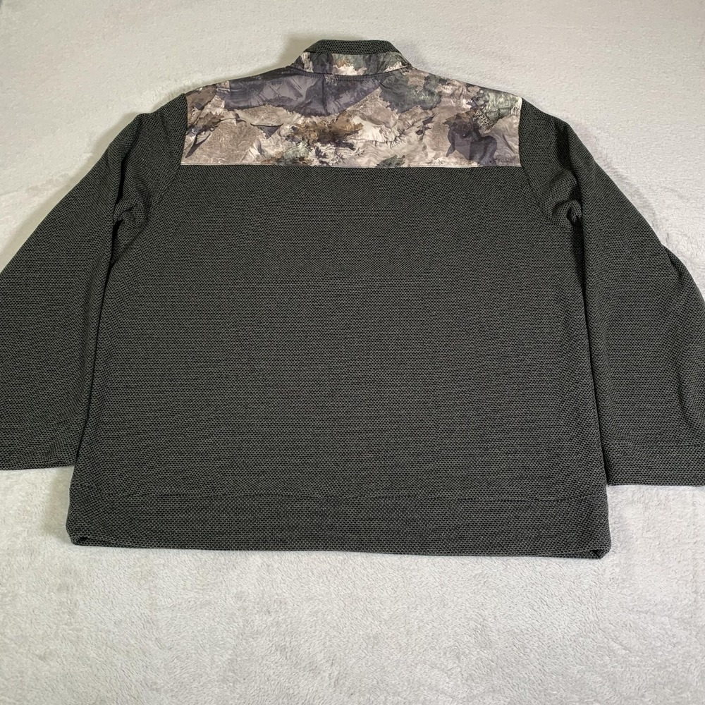 Mossy Oak Sweatshirt Mens XL Gray‎ Green Mock Neck 1/4 Zip Fleece Camo Pullover - Picture 11 of 12